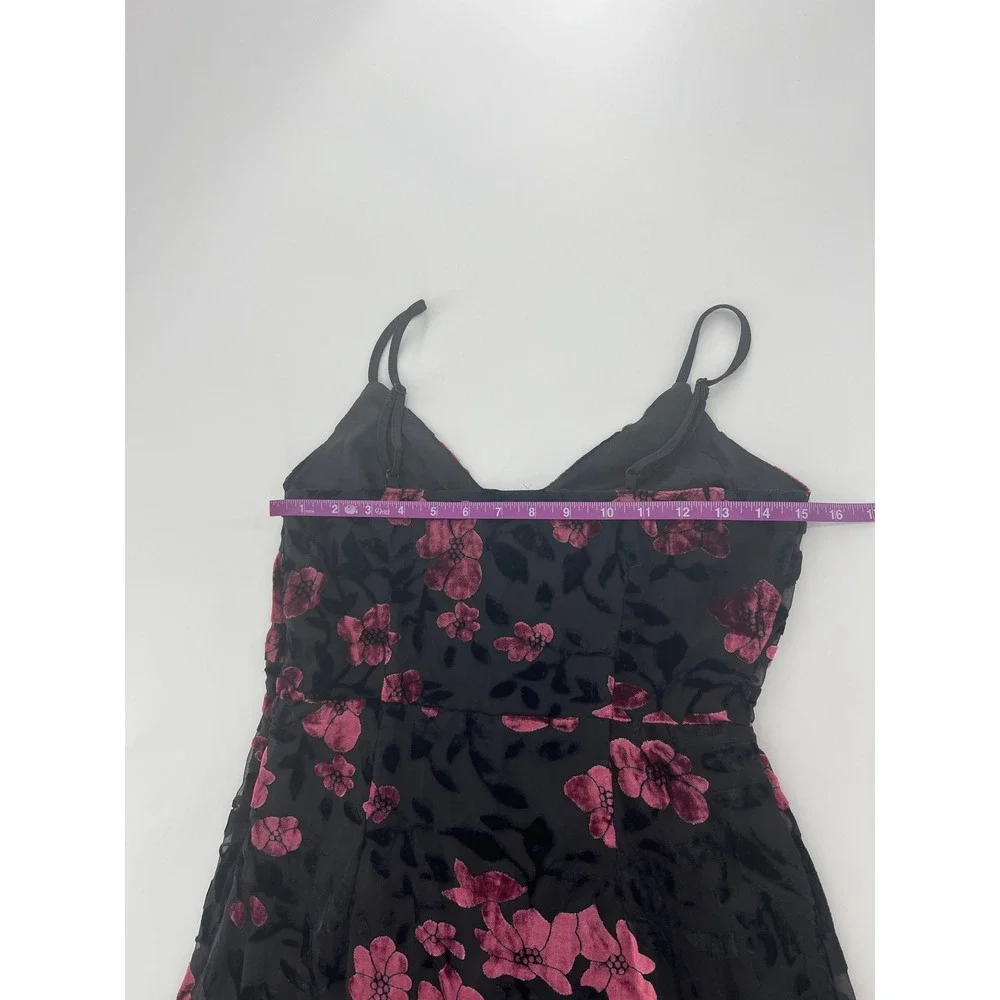 Lulus Evenings with You Black Floral Velvet Asymmetrical Dress
